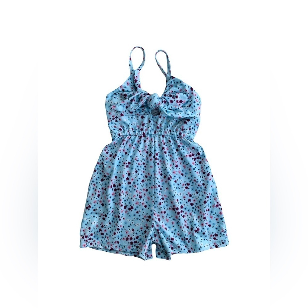 Baileys Blossoms Size 5T Blue Floral Romper